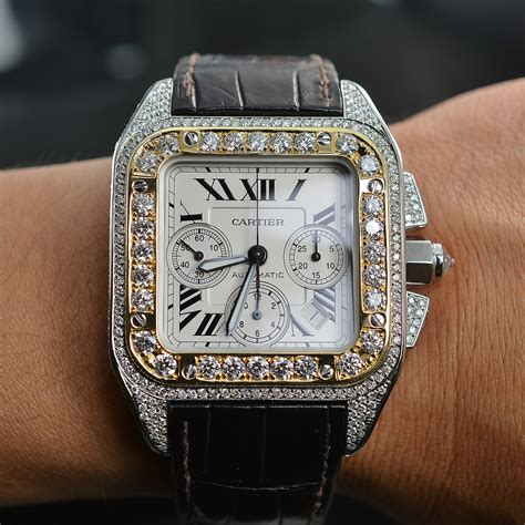 cartier santos 100 xl replica diamond|cartier santos 100 diamond price.